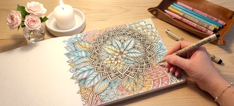 Dekoratives TExt: Mindful zeichnen