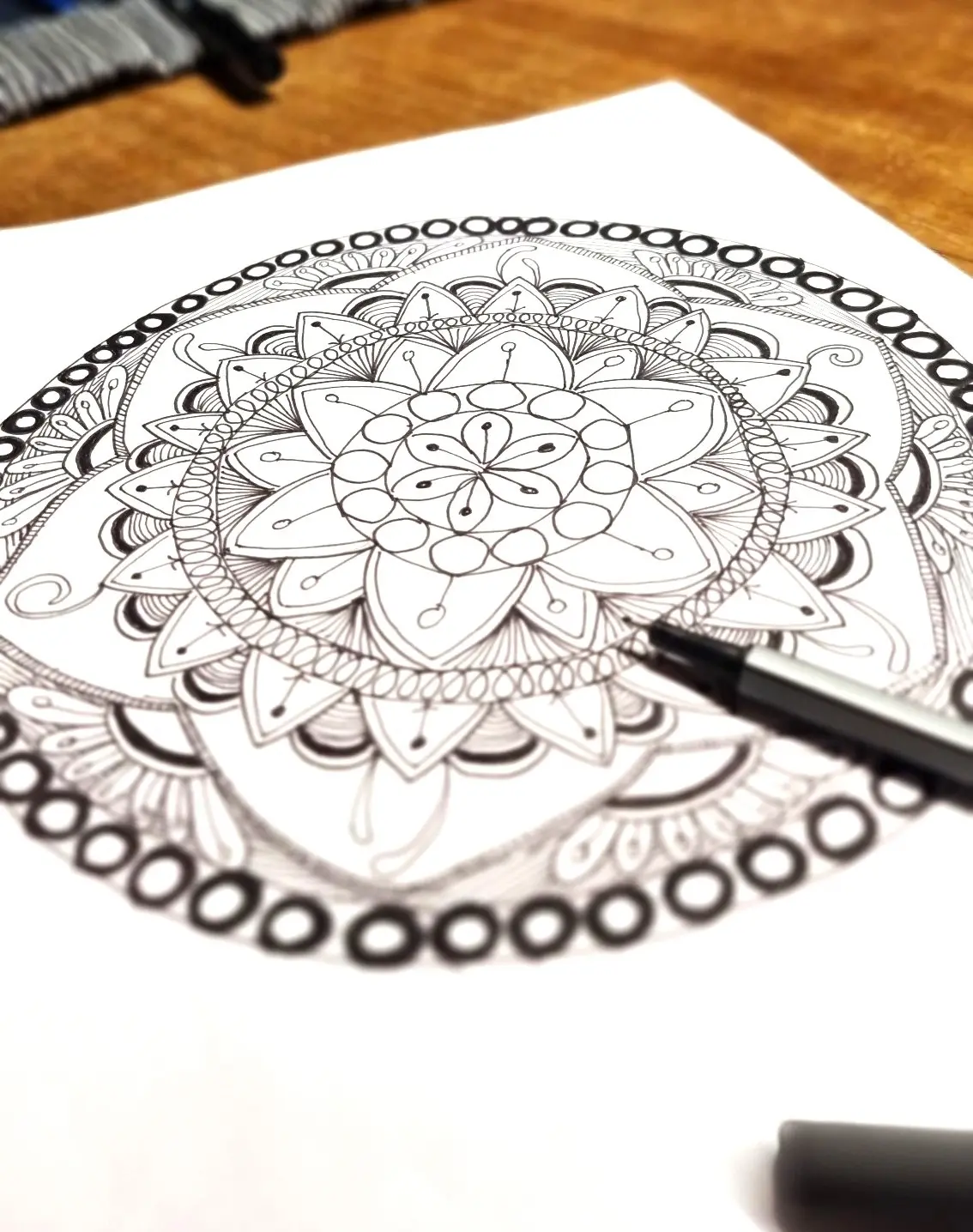 Mandala mit Fineliner gemacht