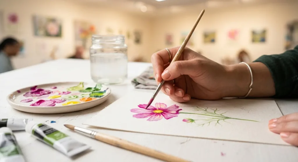 Workshop Blumen mit Acryl Bemalen